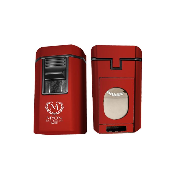 Briquet cigare 4-jet pyramide rouge Myon